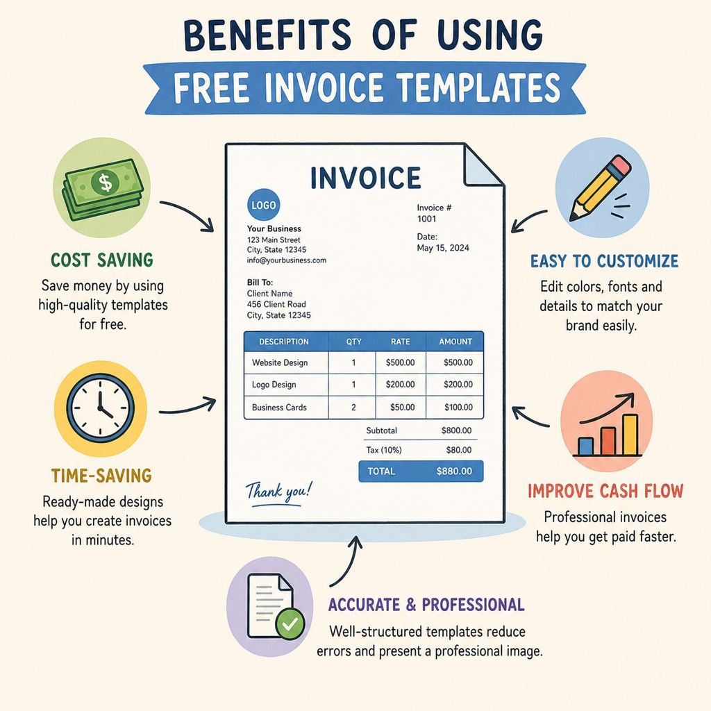 Illustration of benefits of using free invoice templates