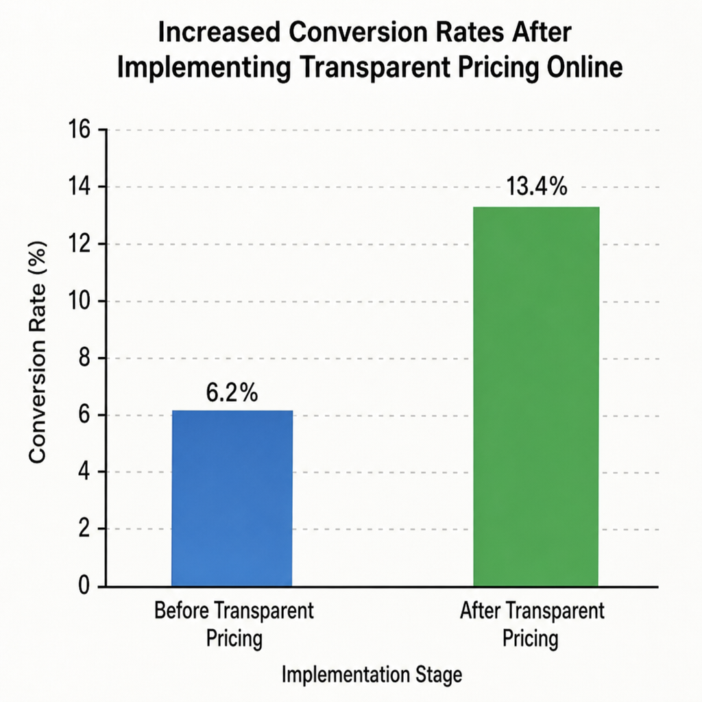 Bar chart showing increased conversion rates after implementing transparent pricing online